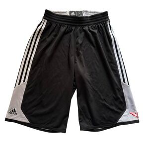 Adidas Men's Athletic Shorts Black White 3 Stripe Basketball Mesh Size Large